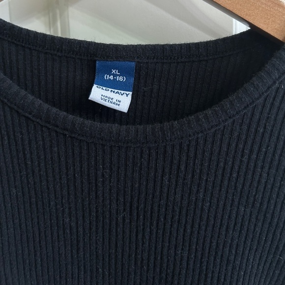 GUC Old Navy ribbed light black sleeveless side shirred tank, size 14/16 teen XL - Picture 2 of 6